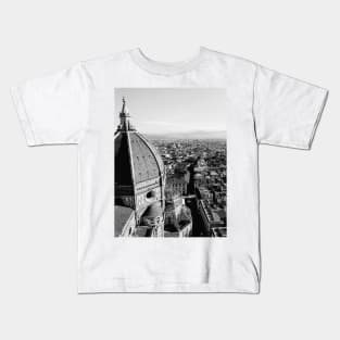 Black and White Santa Maria Del Fiore, Florence, Italy, Photography Kids T-Shirt